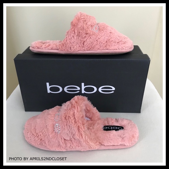 BEBE COZY PLUSH CRYSTAL EMBELLISHED SLIPPERS - Picture 4 of 8